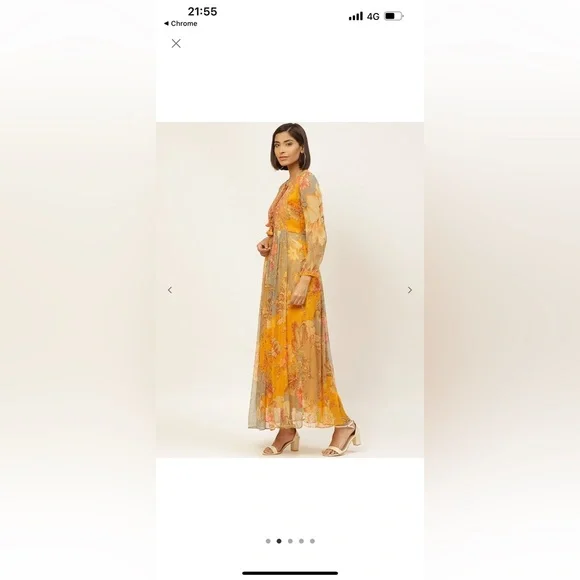 Label ritu kumar maxi dress in mustard colour in size L - Picture 2 of 4